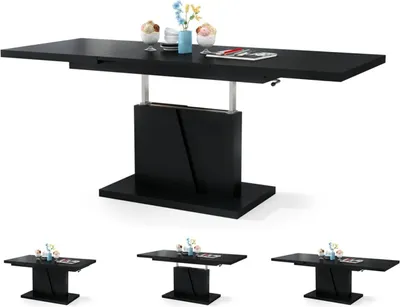Produktbild von Esszimmertisch Grand , Esstisch , bis 180cm ausziehbar , höhenverstellbar , Küchentisch , Kitchen Table , 120x70cm , 05 , Schwarz