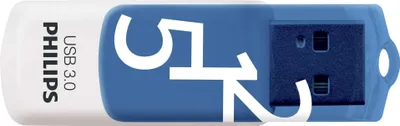 A close-up studio shot of a Philips USB 3.0 flash drive.