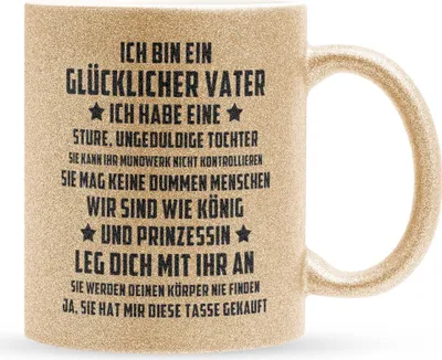 Produktbild von 22Feels Glitzertasse Gold Papa Geschenk von Tochter Vatertag Vater Geburtstag Weihnachten Kaffeetasse Männer Haferl Geschenkidee Bürotasse