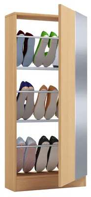 Immagine prodotto di Armadio scarpa in legno | Dimensioni: H. 112 x W. 50 x D. 17 cm | 1 porta girevole | pratico specchio - Fulisa L specchio