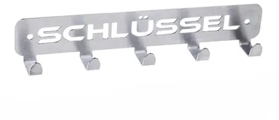 Schlüsselhalter Edelstahl V2A, 5 Haken, 25 cm, inkl. Befestigung