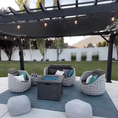 Produktbild von 4-teiliges Gartenmöbel-Set aus Polyrattan – 2 Einzelsessel, 1 Zweisitzer, 1 Tisch – wetterfest, wasserfest, ideal für Garten, Balkon oder Terrasse