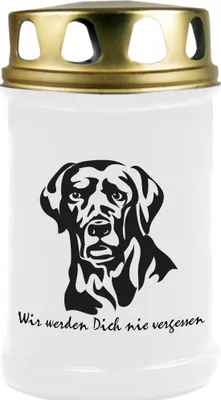 Produktbild von Grabkerze Weiß, Brenndauer: 48 Stunden, Motiv: Labrador