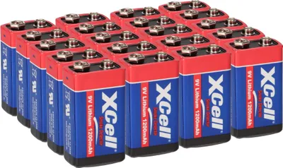 Produktbild von 20x XCell Lithium 9V Block Hochleistungs- Batterien für Rauchmelder / Feuermelder - 10 Jahre Batterie Lebensdauer