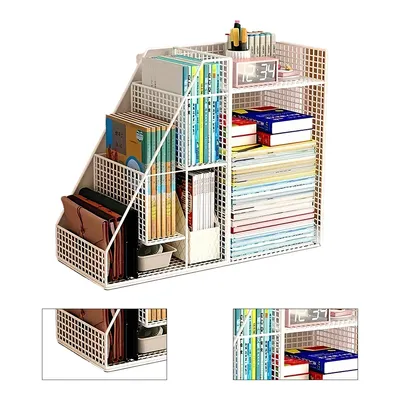 Produktbild von Aufbewahrungsregal,Bücherschrank unter dem Schreibtisc, Mobiles Bücherregal mit 5 Ablagefächern ,Lagerregal für Spielzeug und Bücher,Weiß