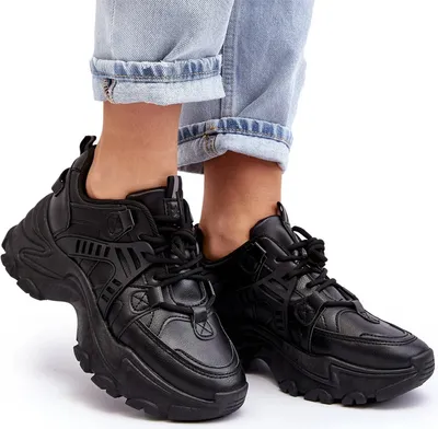 Zdjęcie produktu dla Masywne Damskie Buty Sportowe Sneakersy Czarne Toderus 38