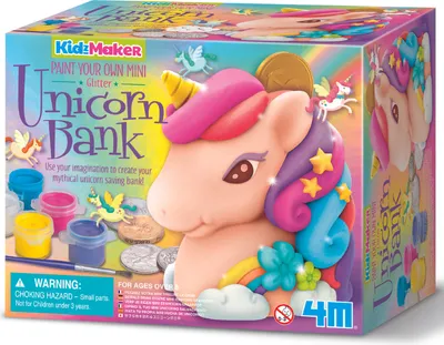 Zdjęcie produktu dla 4M KidzMaker Paint Your Own Mini Glitter Unicorn Bank