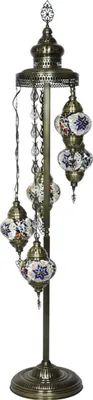 Immagine prodotto di Lampada da terra Oosterse Mosaik con 5 sfere in colori misti - altezza 140 cm, attacco E14, per illuminazione TL/LED