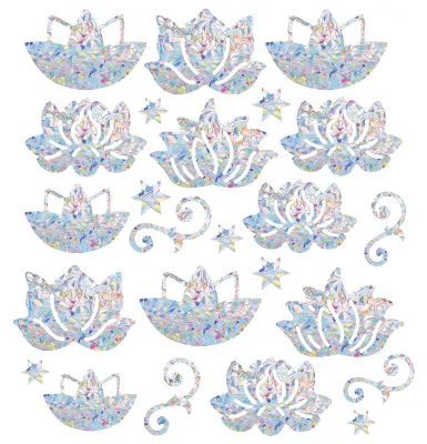 22er Set Lotus Regenbogen Fensteraufkleber, Anti-Kollision, Vinyl