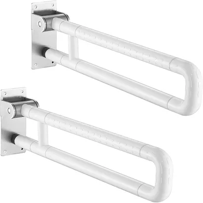 Produktbild von Hochklappbarer Toiletten Haltegriff,Stützklappgriff Aufstehhilfe,für Senioren, bariatrische und behinderte Menschen,Edelstahl, weiß