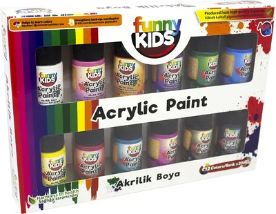 Zdjęcie produktu dla Funny Kids Farba akrylowa 12 kolorów x 20ml Zestaw farb akrylowych Tubki dla artystów Farba akrylowa Boya