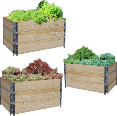 Produktbild von Hochbeet Holzaufsatzrahmen Set 9 Stück Palettenrahmen 120x80cm Holzrahmen Stapelbar Steckbar