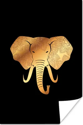 Produktbild von MuchoWow® Poster Elefant - Gold - Muster 40x60 cm - Plakate für die Wand - Poster Babyzimmer