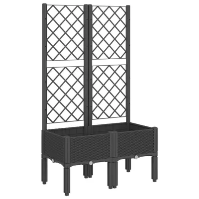 Produktbild von vidaXL Pflanzkübel mit Rankgitter Schwarz 80x40x142 cm PP