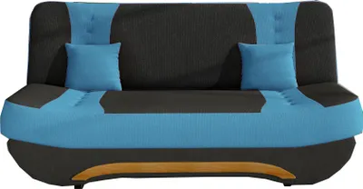 Produktbild von Sofa mit Schlaffunktion und Bettkasten, Couch für Wohnzimmer, Schlafsofa Federkern Sofagarnitur Polstersofa Wohnlandschaft mit Bettfunktion -194 x 92 x 95cm  Feba (Schwarz+Blau (Alova 04+Alova 29))