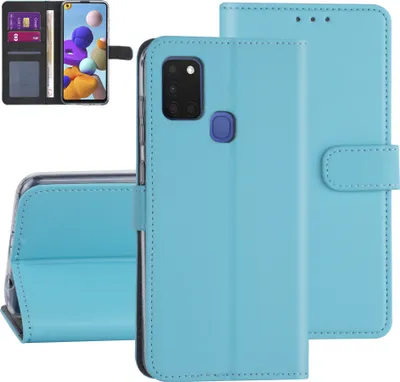 Zdjęcie produktu dla Etui typu książeczkowego w kolorze jasnoniebieskim do telefonu Samsung Galaxy A21S – z miejscem na karty