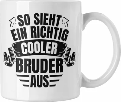 Produktbild von Trendation - Bester Bruder Der Welt Geschenk Tasse So Sieht Ein Richtig Cooler Bruder Aus Geschenkidee Geburtstag (Weiß)