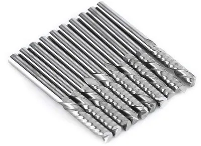 Imagen del producto de 10 fresas helicoidales para router CNC - vástago de 4 mm, herramienta de precisión para el trabajo de la madera