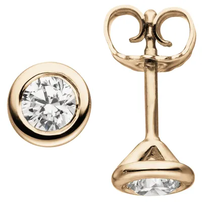 Produktbild von Ohrstecker 585 Gold Rotgold rund mit 2 Brillanten 0,5 Ct. Ohrschmuck Ohrringe