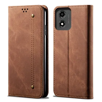 Produktbild von Hülle für Motorola Moto E14 Leder Brieftasche Flip Bookstyle Schutzhülle mit Standfunktion Braun