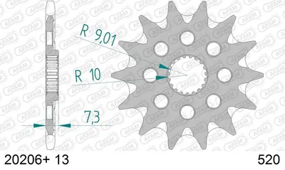 Produktbild von AFAM Kettenritzel 20206+13 Vorne Stahl für HONDA CR125R für CRE 125 R Enduro