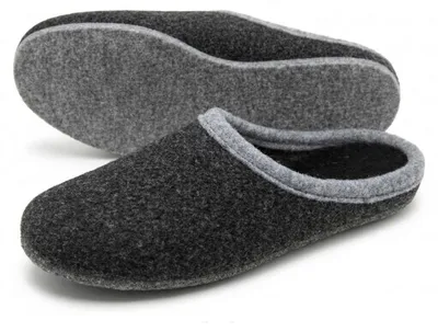 Produktbild von PANTOFFELMANN Wollfilzpantoffel Filzsohle Herren Damen Filzpantoffel warme leichte Pantoffel Hausschuhe anthrazit 43/44