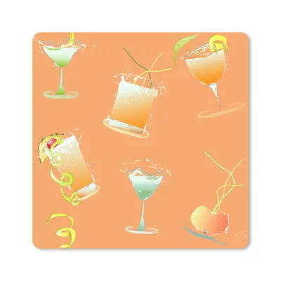 Produktbild von MuchoWow® Mauspad Mousepad Cocktail - Orange - Entwurf 20x20 cm - Mousepads - Maus Mat - Pad - Mausunterlage - Desk Mat - Bureauartikeln