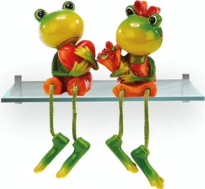 Produktbild von Kantenhocker Frosch 2er Set | Blumen + Herz