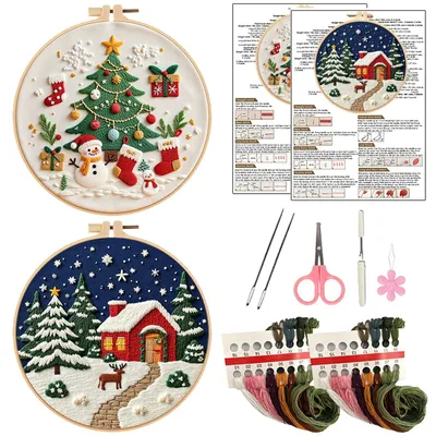 Stick-Set für Anfänger, Weihnachtsmotive, 2er-Pack, DIY