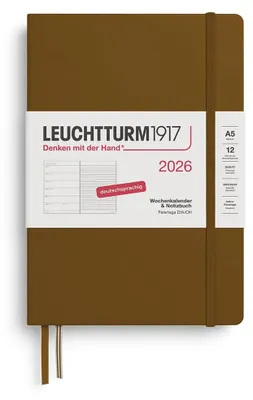 Zdjęcie produktu dla LEUCHTTURM1917, tygodniowy kalendarz i notatnik, format Medium (A5), rok 2026, 12 miesięcy, spirala