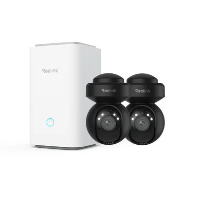 Immagine prodotto di Reolink E1 Outdoor x2 con Home Hub, set di telecamere di sorveglianza da esterno PTZ WLAN da 5MP, zoom 3X, visione notturna, rilevamento intelligente, gestione centralizzata, nero