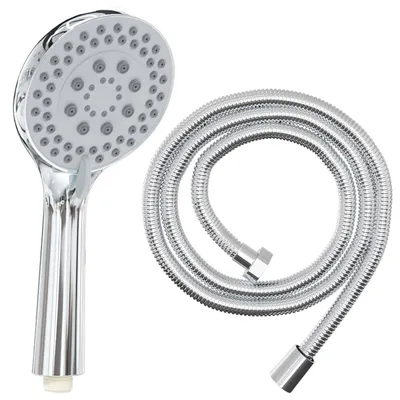 Image de Ensemble de pomme de douche vidaXL, chrome, 150 cm, acier inoxydable