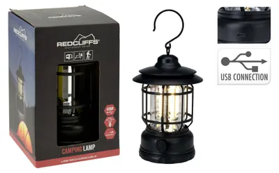 Immagine prodotto di Redcliffs Lampada Da Campeggio Led Cob Ricaricabile Usb 200Lm 1200Mah Nera