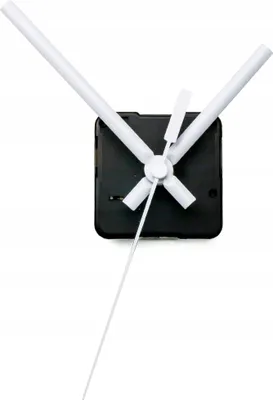A close-up shot of a clock mechanism with white hands against a black square.