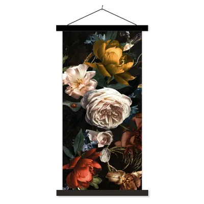 Produktbild von MuchoWow® Textilposter Blumen - Natur - Muster 90x180 cm mit schwarzem Rahmen - Dekoration Wohnzimmer