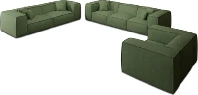Produktbild von Strukturstoff 4-3-1-Sitzer Sofa Set Arelia Grün