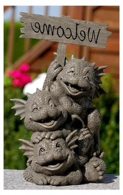 Produktbild von Willkommen bei der Gartendrachenfamilie! Figur für den Garten!