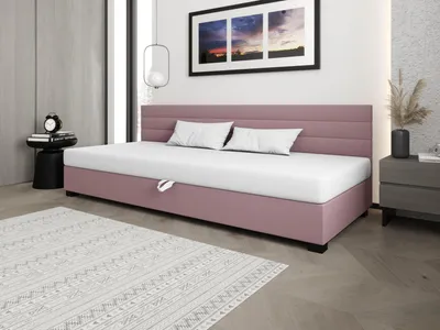 Obrázok produktu pre Čalúnená posteľ 100x195 KASANDRA BIZ 2 s úložným priestorom - ružová / biela
