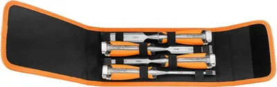 Obrázek produktu pro Sada dlát NEO TOOLS, 6/12/18/24 mm, 4 kusy, s dvousložkovou rukojetí, včetně kufříku, univerzální sada nástrojů, pro řemeslníky, řezbáře a truhláře
