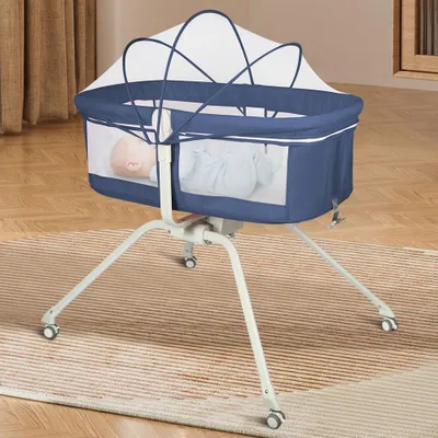 Produktbild von 2 in 1 Beistellbett Baby mit Matratze & Moskitonetz,Reisebett Babys,Kinderreisebett, Reisegitterbett,Co-Sleeper für Neugeborene Kleinkind 90x70x103cm