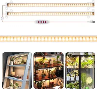 Obrázek produktu pro 2 tyče rostlinné světelné pásky pro pokojové rostliny rostlinná lampa LED rostlinné světlo plné spektrum s časovačem zapnutí / vypnutí 5 jasů rostou světelné pásky 30 cm