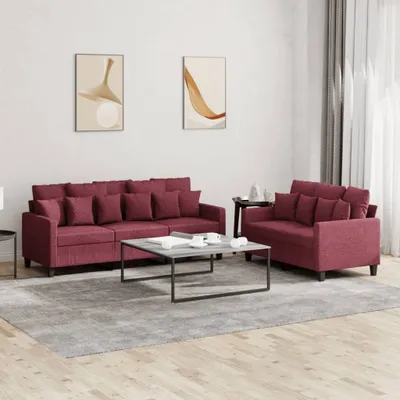 Produktbild von Maison Exclusive - 2-tlg. Sofagarnitur mit Kissen Weinrot Stoff