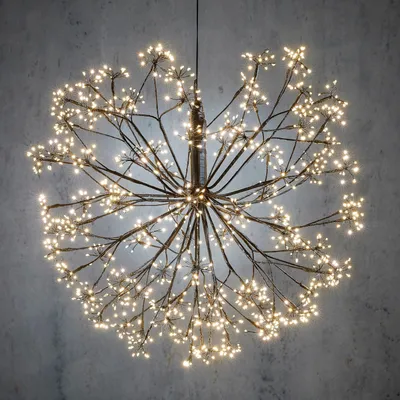 Image de Luca Lighting Lumières de Noël en forme de boule avec des ampoules LED blanc chaud - Ø70 cm - Noir