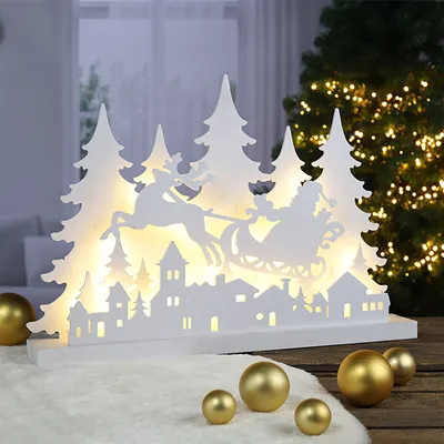 Produktbild von HI LED Holzsilhouette mit Rentier batteriebetrieben 60x8x40,5cm
