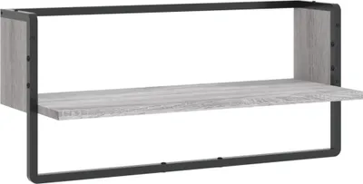 Produktbild von vidaXL Wandregal mit Stange Grau Sonoma 65x25x30 cm