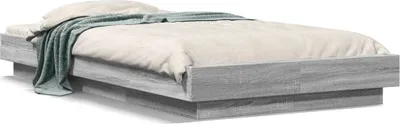 Produktbild von Design Bettgestell mit LED Grau Sonoma 90x200 cm Holzwerkstoff, Klassische Betten 2024 Neu