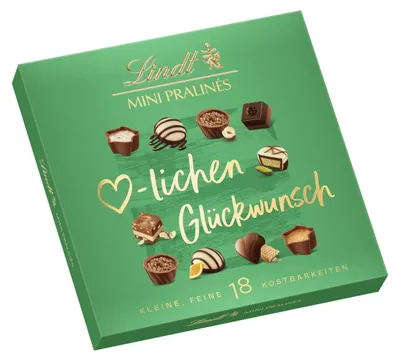 Zdjęcie produktu dla Lindt Mini Pralinés, zestaw czekoladek na urodziny, różnorodne smaki, 90g