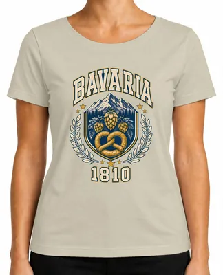 Produktbild von Bavaria 1810 Bayern Brezel Trachtenshirt Lederhose Damen T-Shirt, Natur, S
