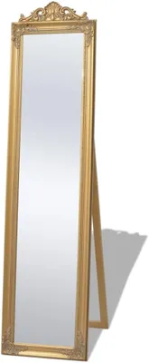 Imagen del producto de Espejo de cuerpo entero en estilo barroco, con marco de madera decorado, de 160x40 cm. Espejo de pie dorado, ideal para pasillos, dormitorios y vestidores