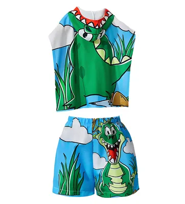 Produktbild von Baby-Badeanzug und Poncho Größe 122 - Dinosaurier